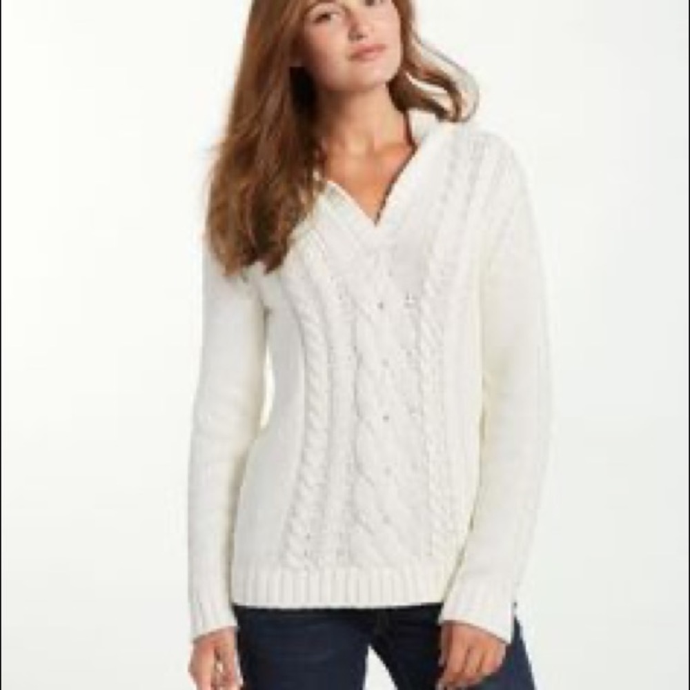 Tommy Bahama white cable knit hoodie sweater